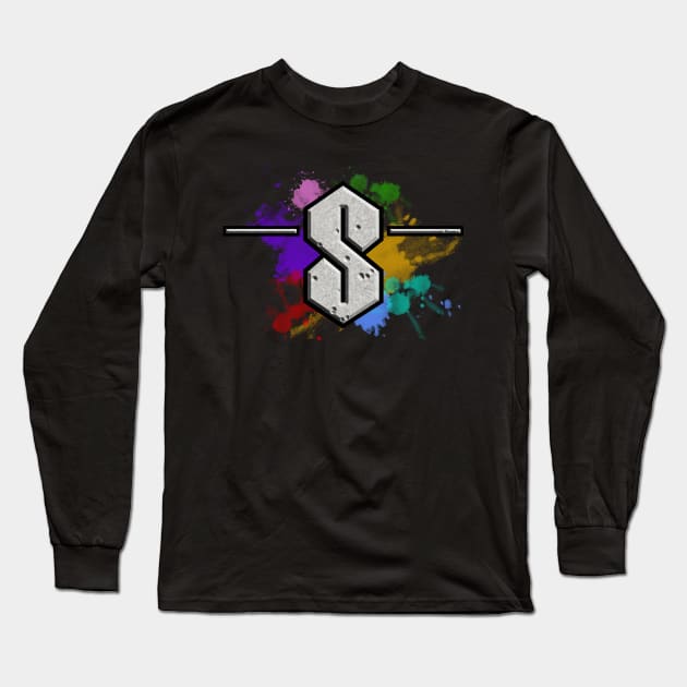 The "S" - Stone Color Splash Long Sleeve T-Shirt by Brony Designs